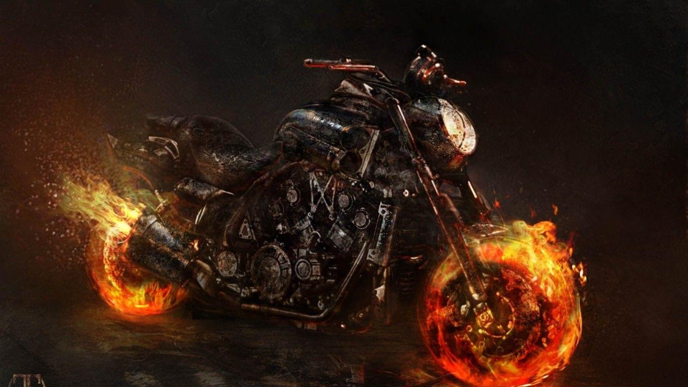Ghost Rider Wallpaper. Bike Ghost Rider Artwork Yamaha Vmax. ghost