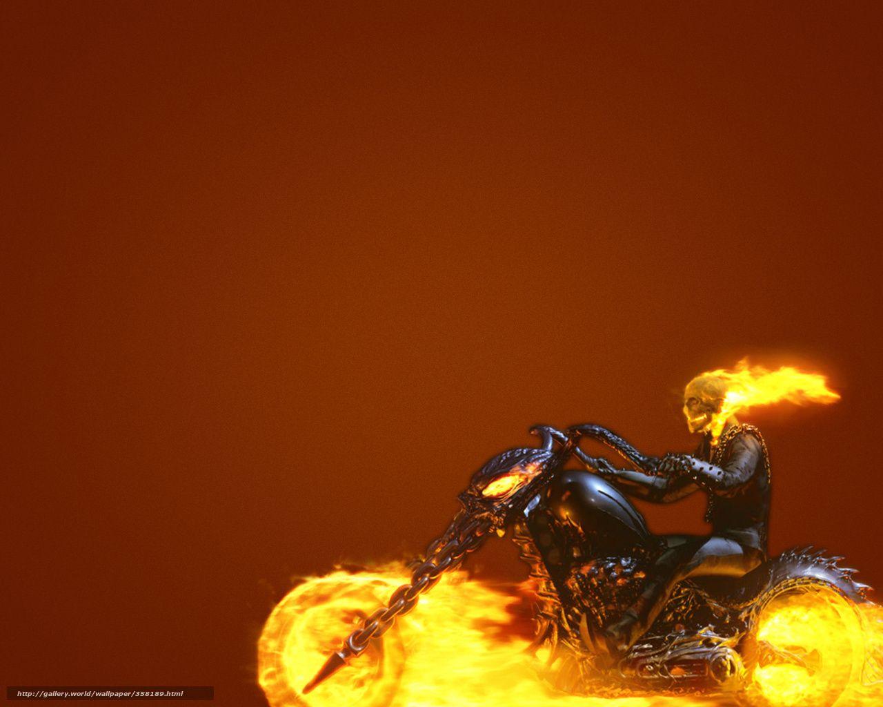 Download wallpaper Ghost Rider, Bike, skull, fire free desktop