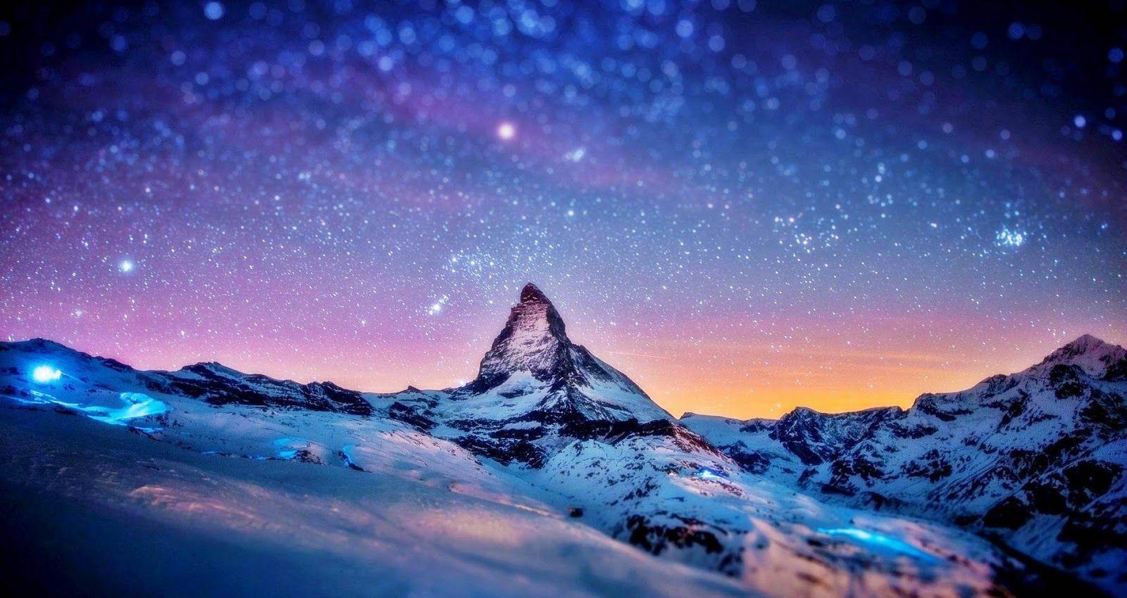 Snow Mountain Wallpaper HD. Snow Mountain in night. Mountain