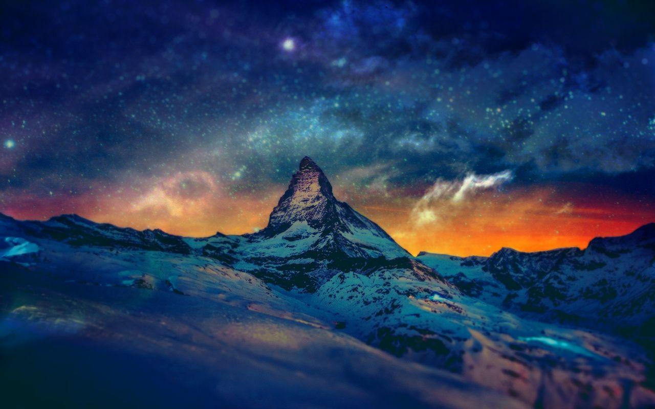 Snow Mountains Night Image 6 HD Wallpaper. Nature Therapy