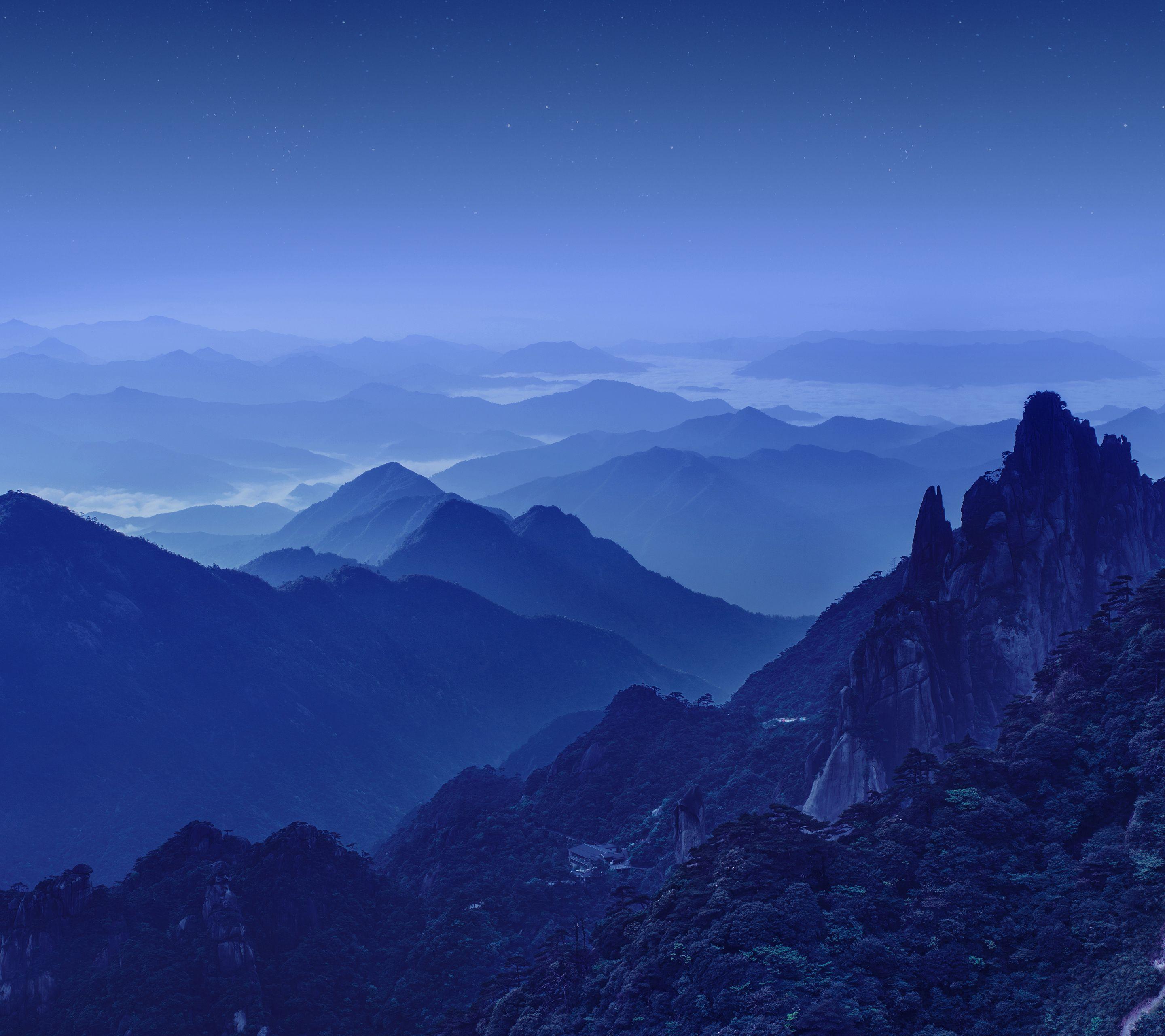 Wallpaper Mountains, Stars, Night, Huawei Mate Stock, HD, Nature