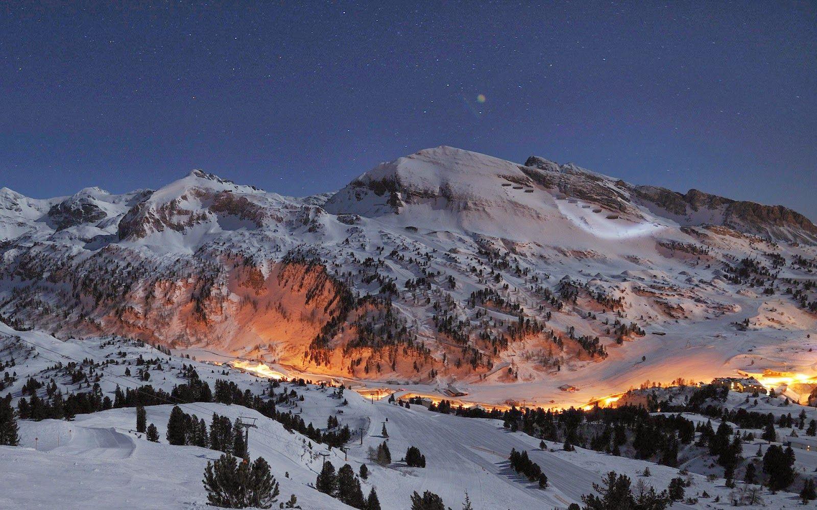 Beautiful Nature Image And Wallpaper: Snow Mountain Night