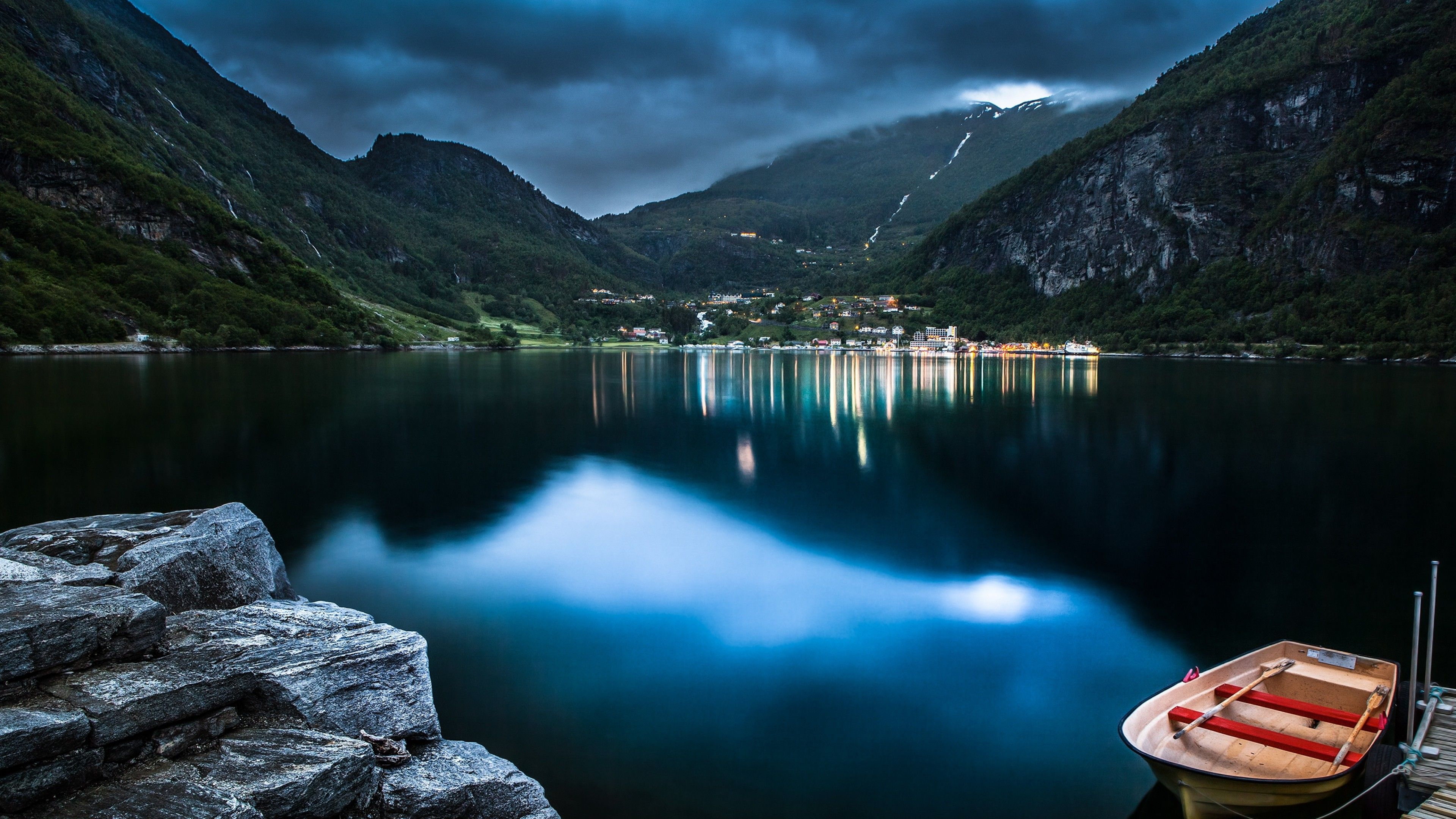Mountain Lake Beautiful Night, HD Nature, 4k Wallpaper, Image