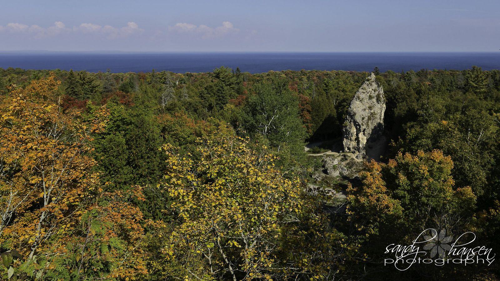 Fall at Sugar Loaf Rock on Mackinac Island. Michigan in Picture