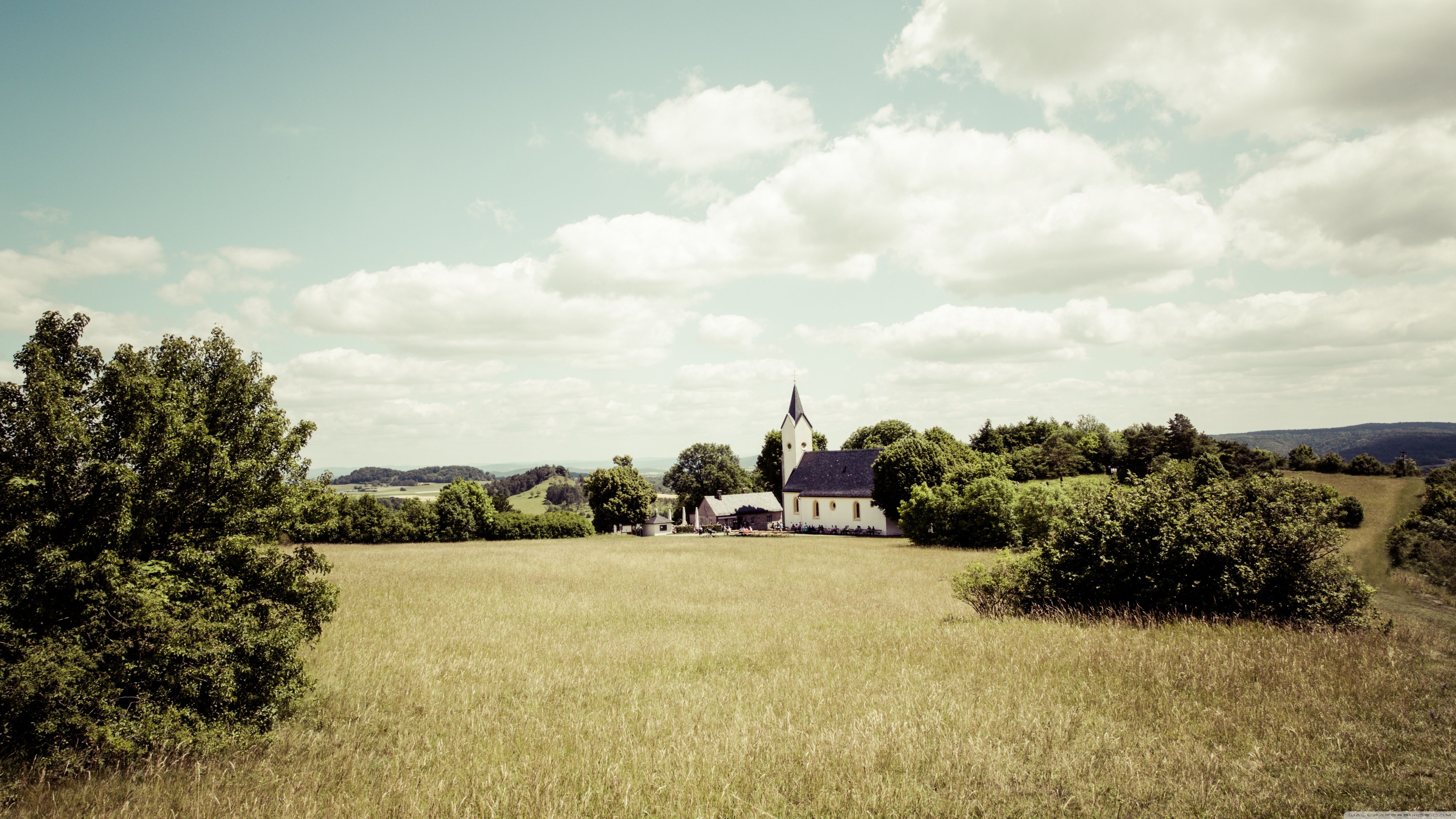 Country Church in a Rural Landscape ❤ 4K HD Desktop Wallpaper