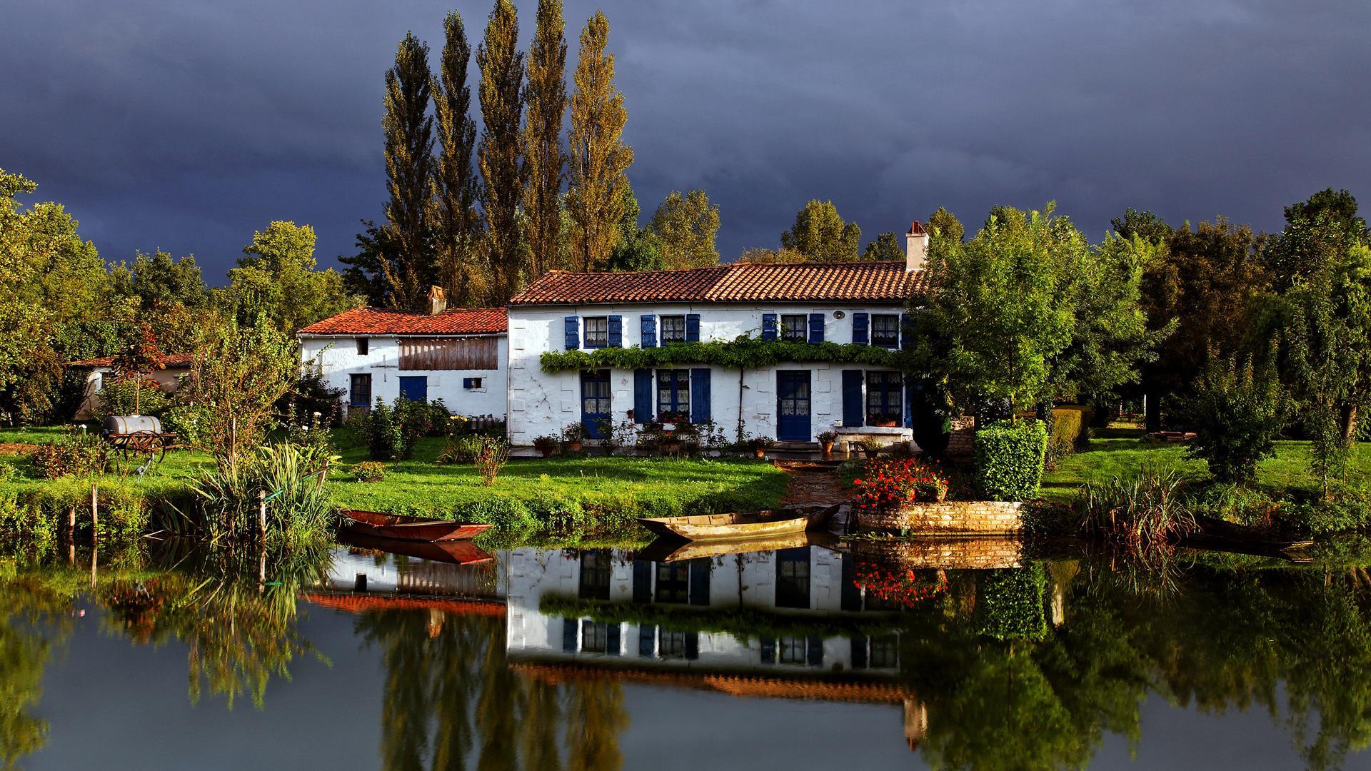 HD Rural Lake And House Photography Widescreen and HD background