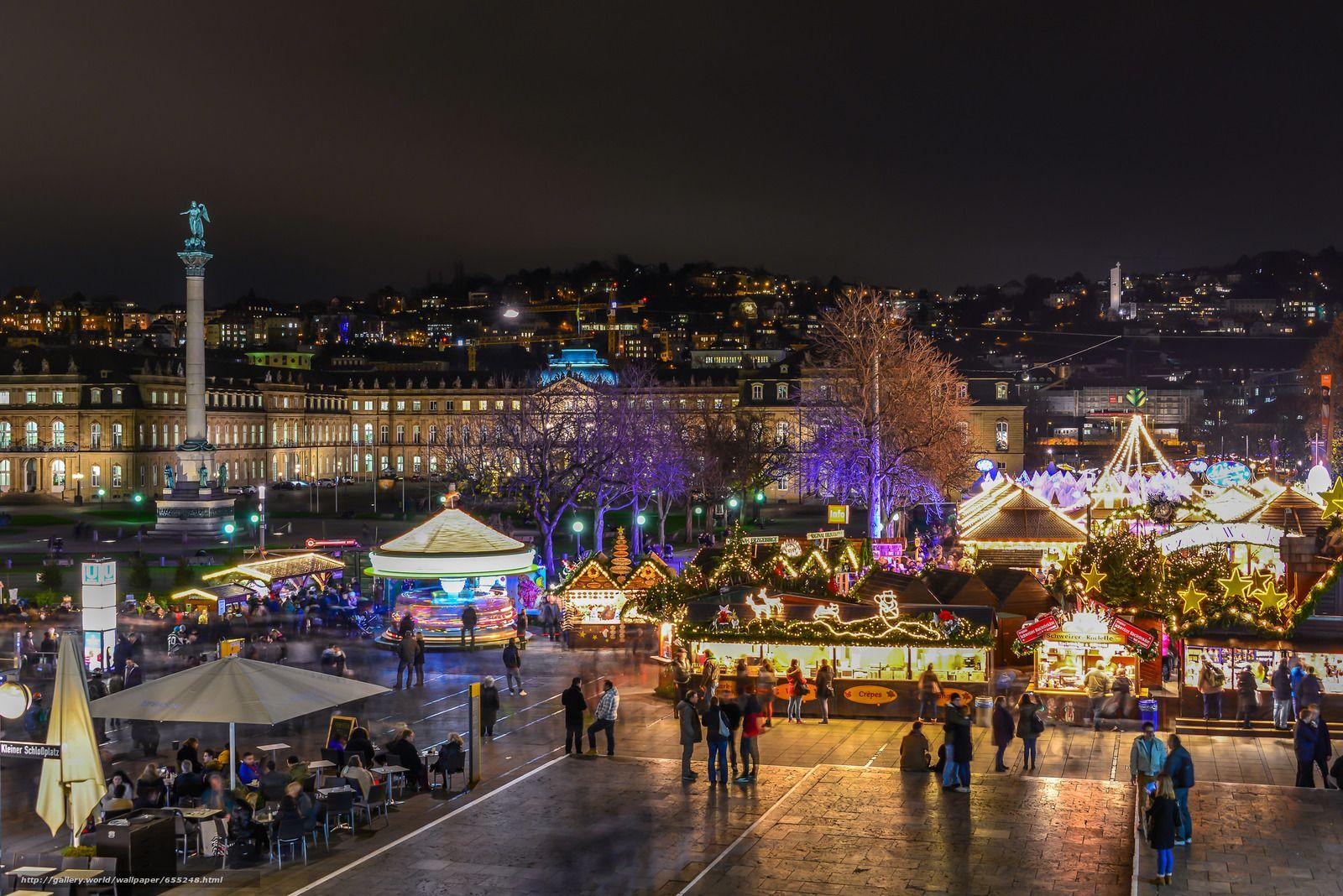 Download wallpaper Stuttgart, Christmas Fair, night free desktop