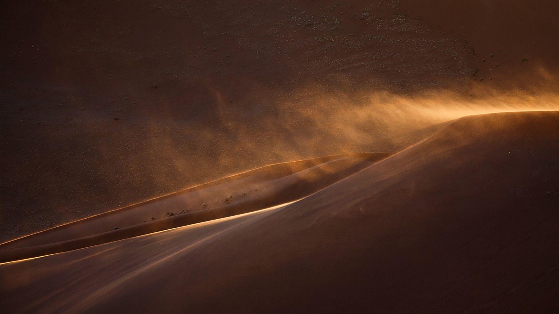 Sand Blowing Off The Top Of A Dune In Sossusvlei, Namib Naukluft