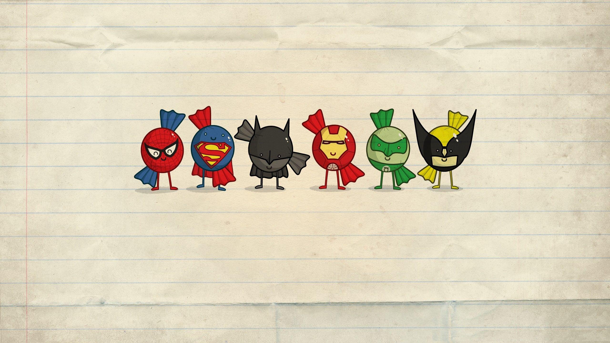 minimalism, Iron Man, Superman, Batman, Superhero, Cartoon