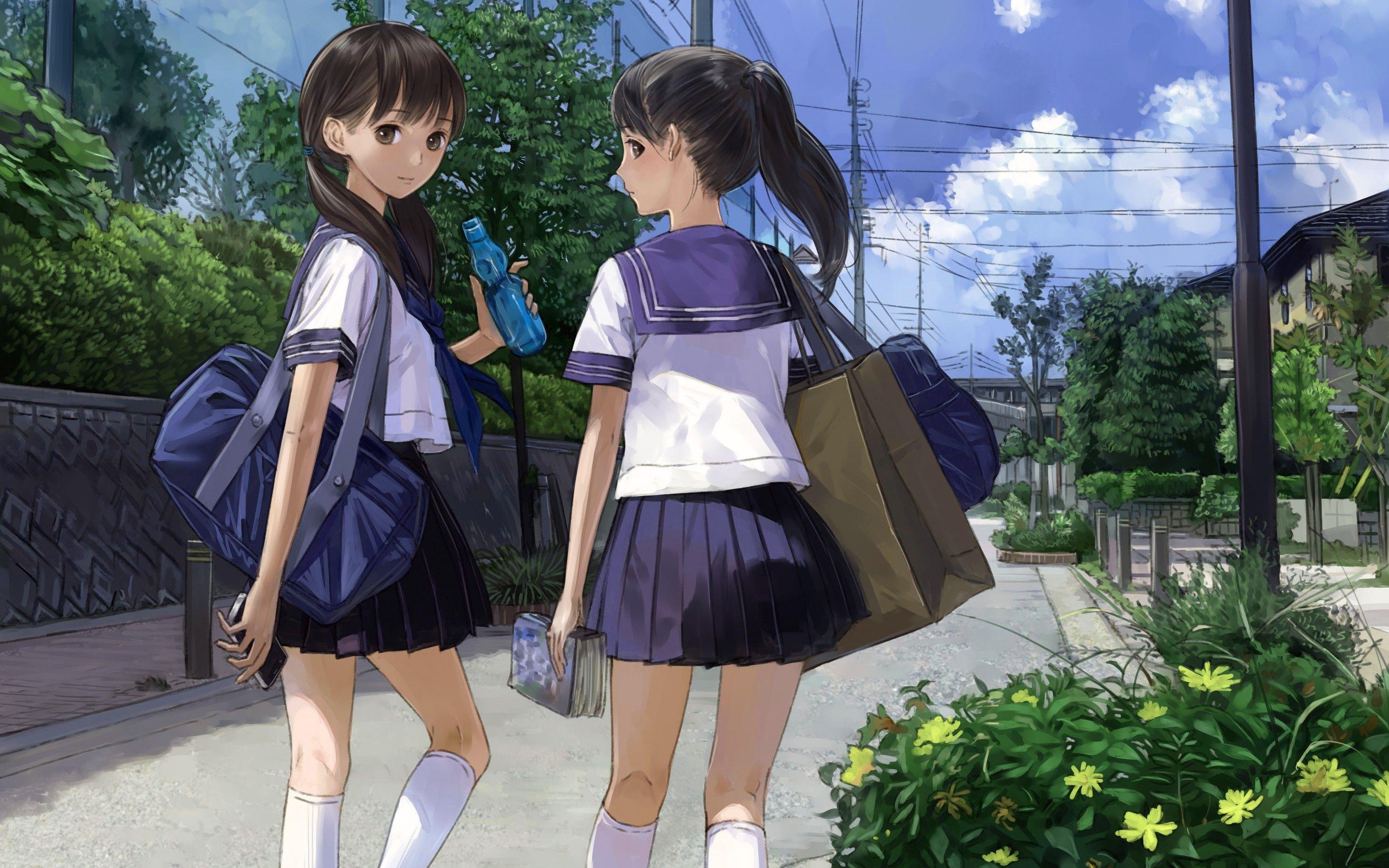 Anime, School Girl, Uniform Wallpaper HD Wallpaper