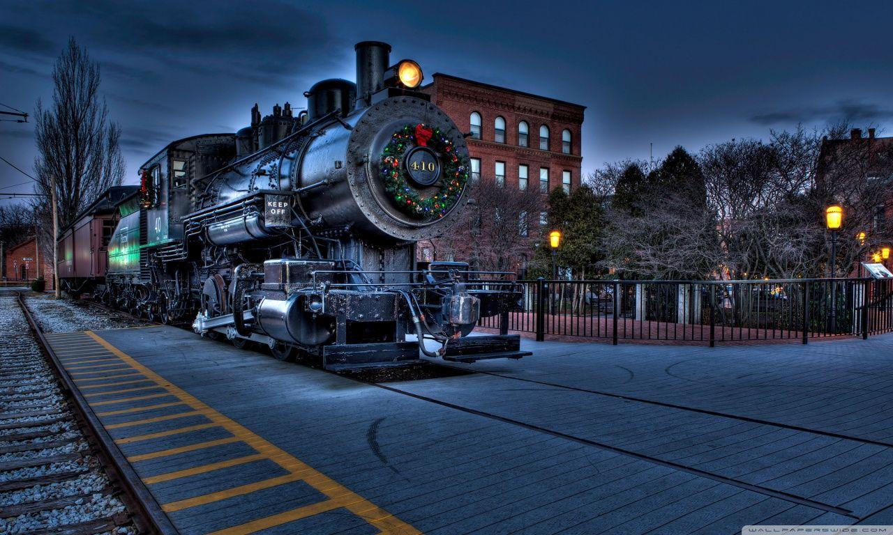 Christmas City locomotive Railway ❤ 4K HD Desktop Wallpaper