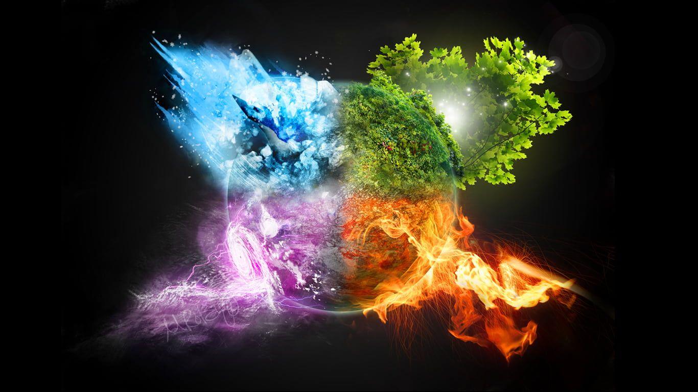 Four elements, four elements, water, fire, air HD wallpaper