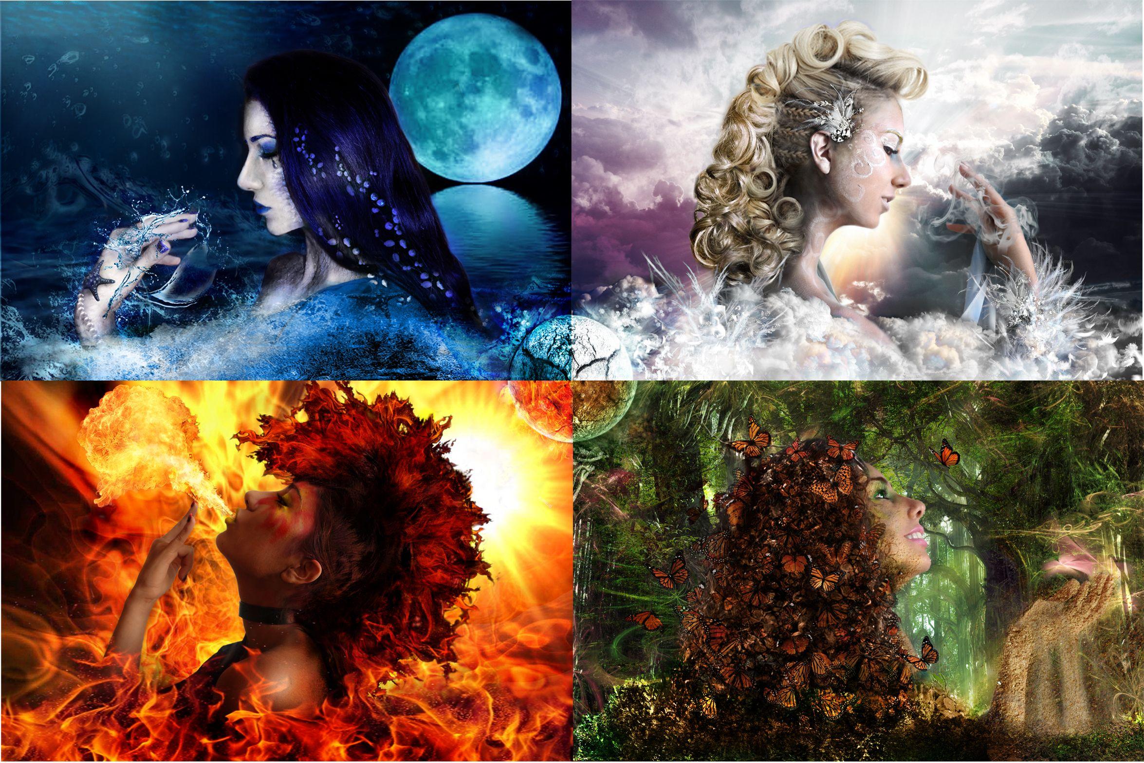 The Four Elements image water, air, fire, earth HD wallpaper