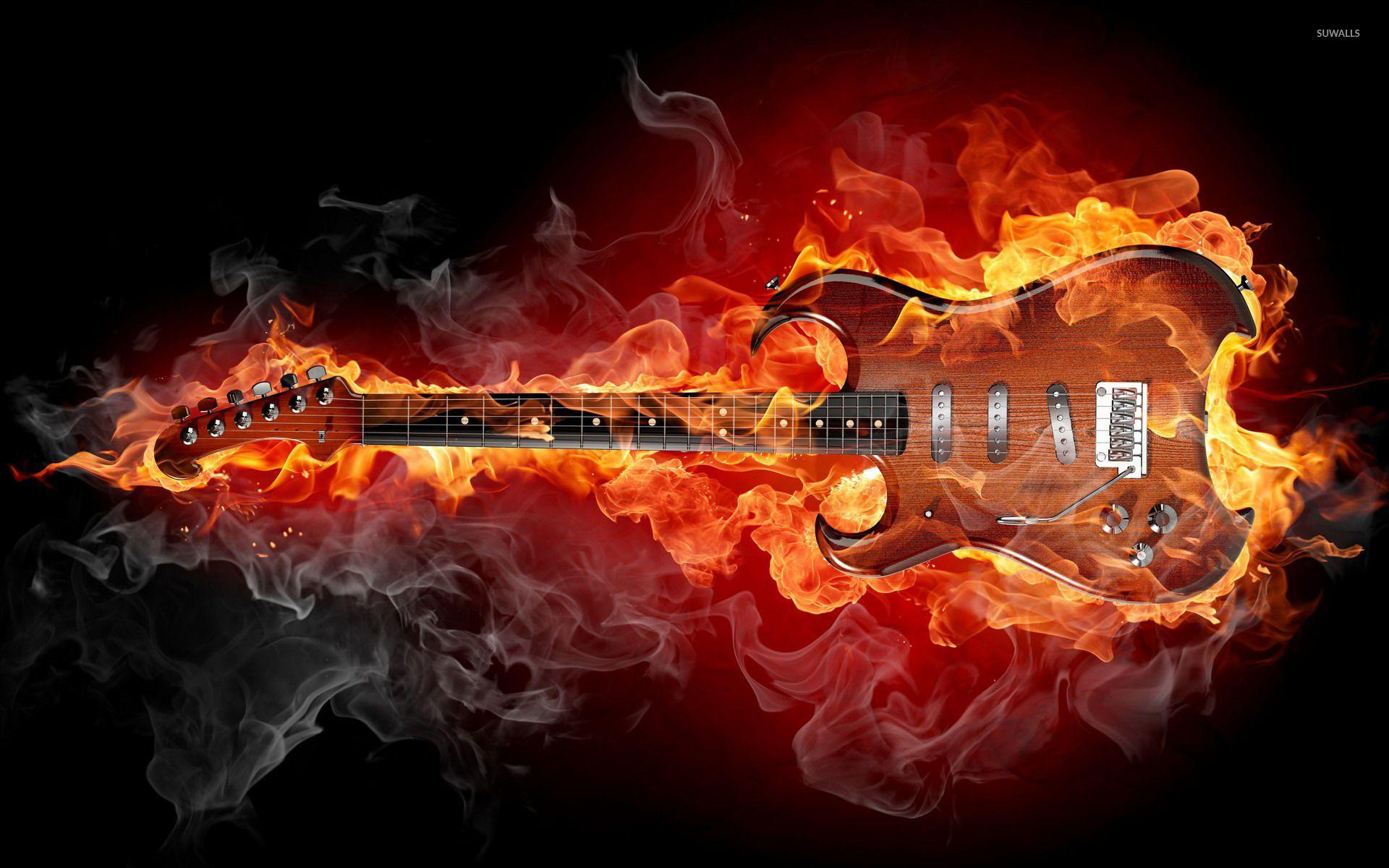 Flaming guitar wallpaper wallpaper
