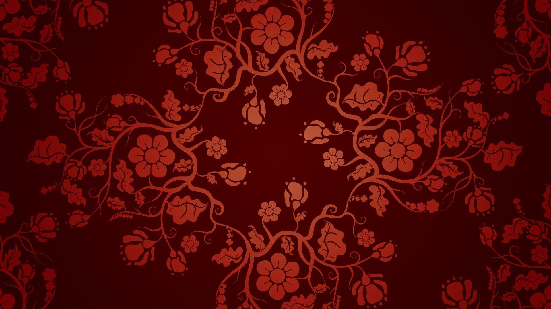 General 1920x1080 fantasy art pattern floral red. Background