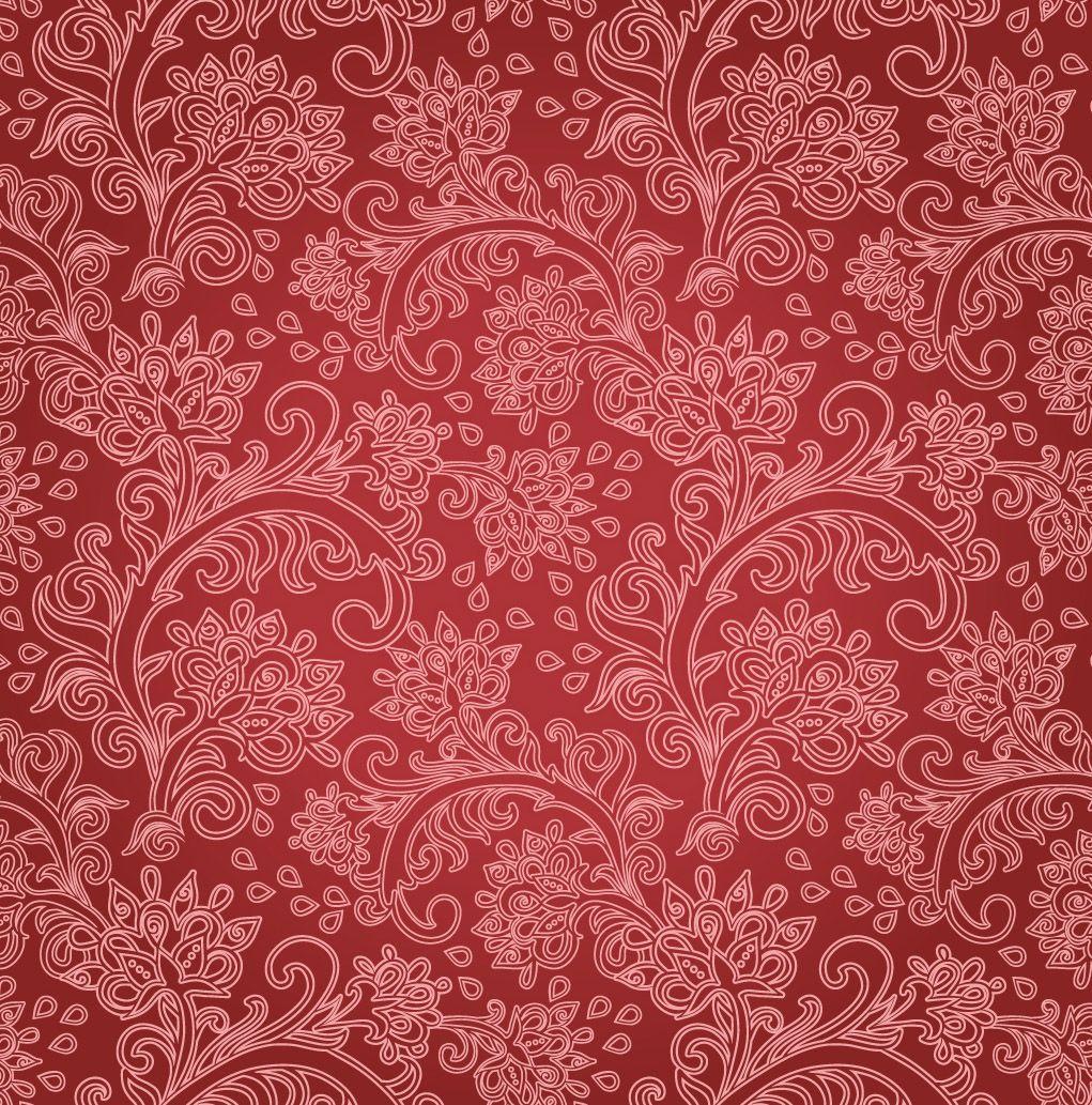 Red Damask. Red Flower Motif Pattern. Patterns