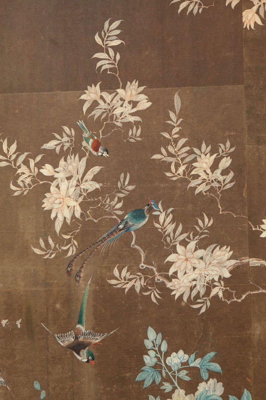 Early 19th Century Chinese Hand Painted Wallpaper Panels. Hand
