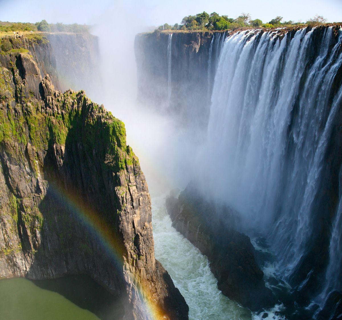 Victoria Falls is located on the Zambezi River, on the border