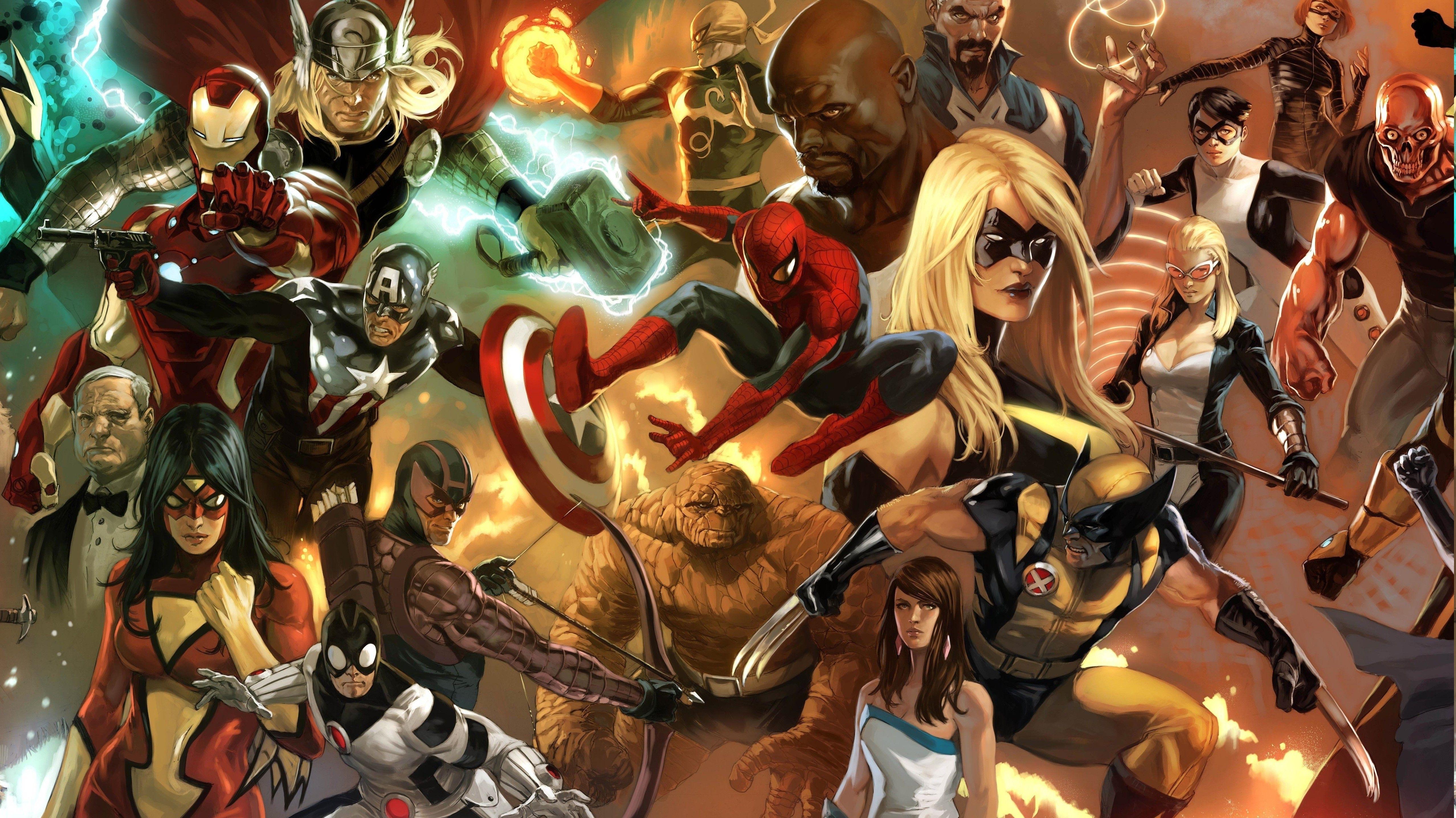 Wolverine, Spider Man, Hawkeye, Iron Man, Thor, Captain America