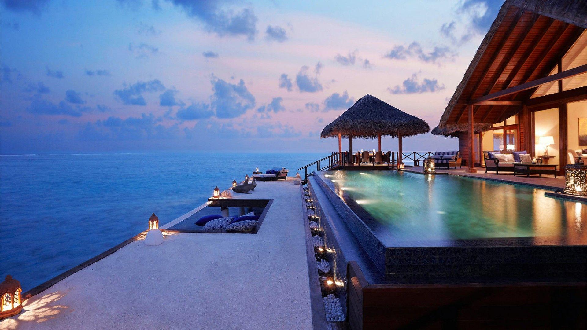 Exotic Maldives Summer Night With Stunning Views Of The Indian Ocean