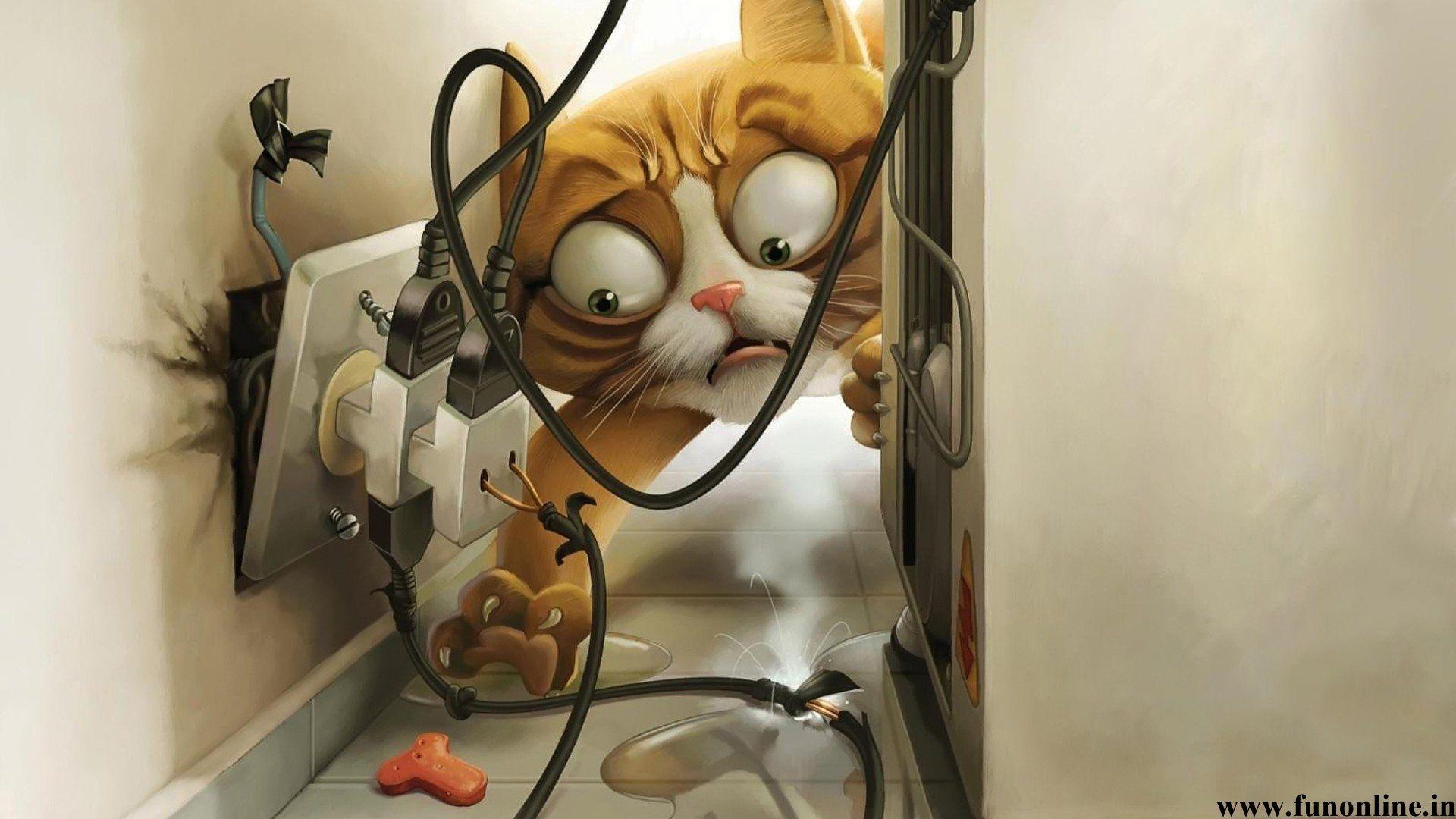 3D That Move DOGS. HD Painting of Cute Cat Wallpaper