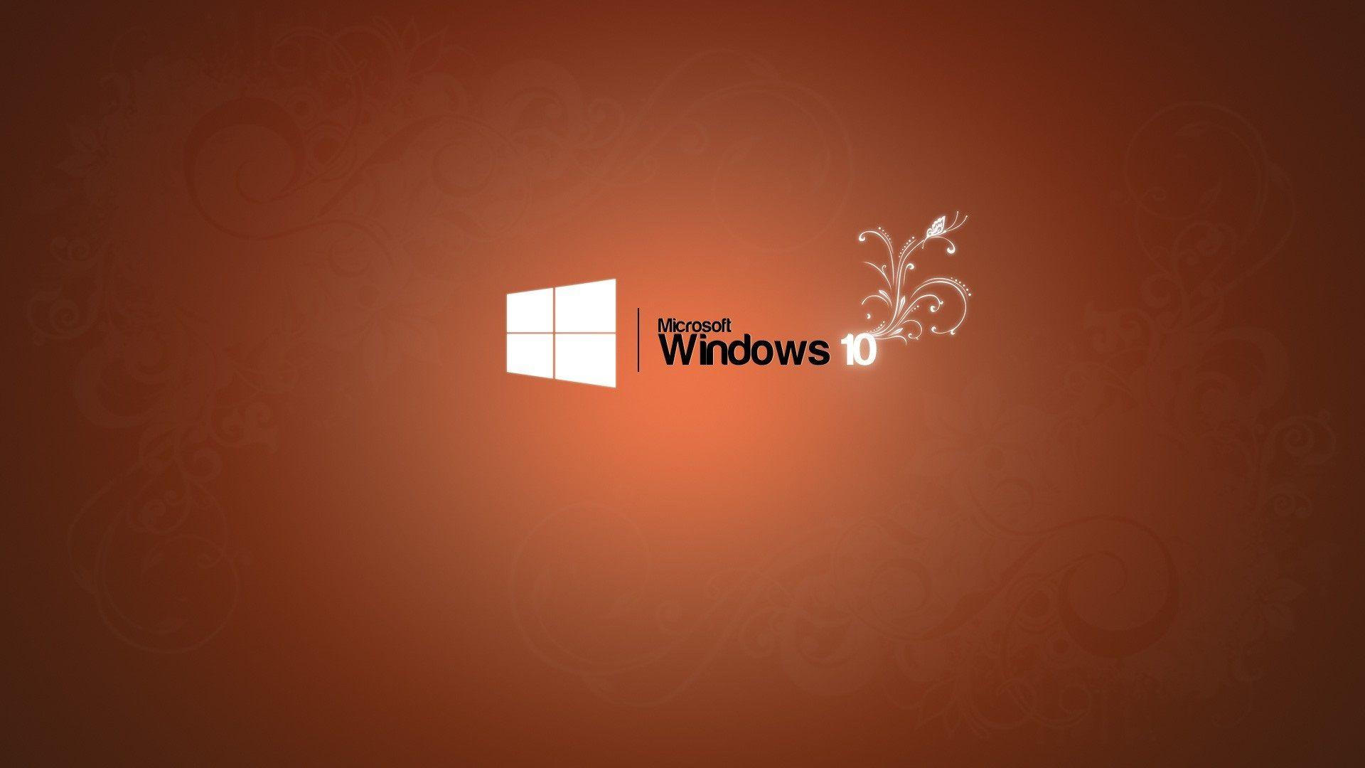 Microsoft Windows 10 logo, orange backgrounds wallpapers