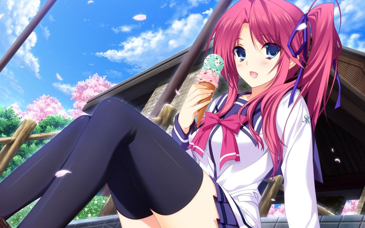 Cute Anime Girl Eat Ice Cream Wallpapers Deskto Wallpapers
