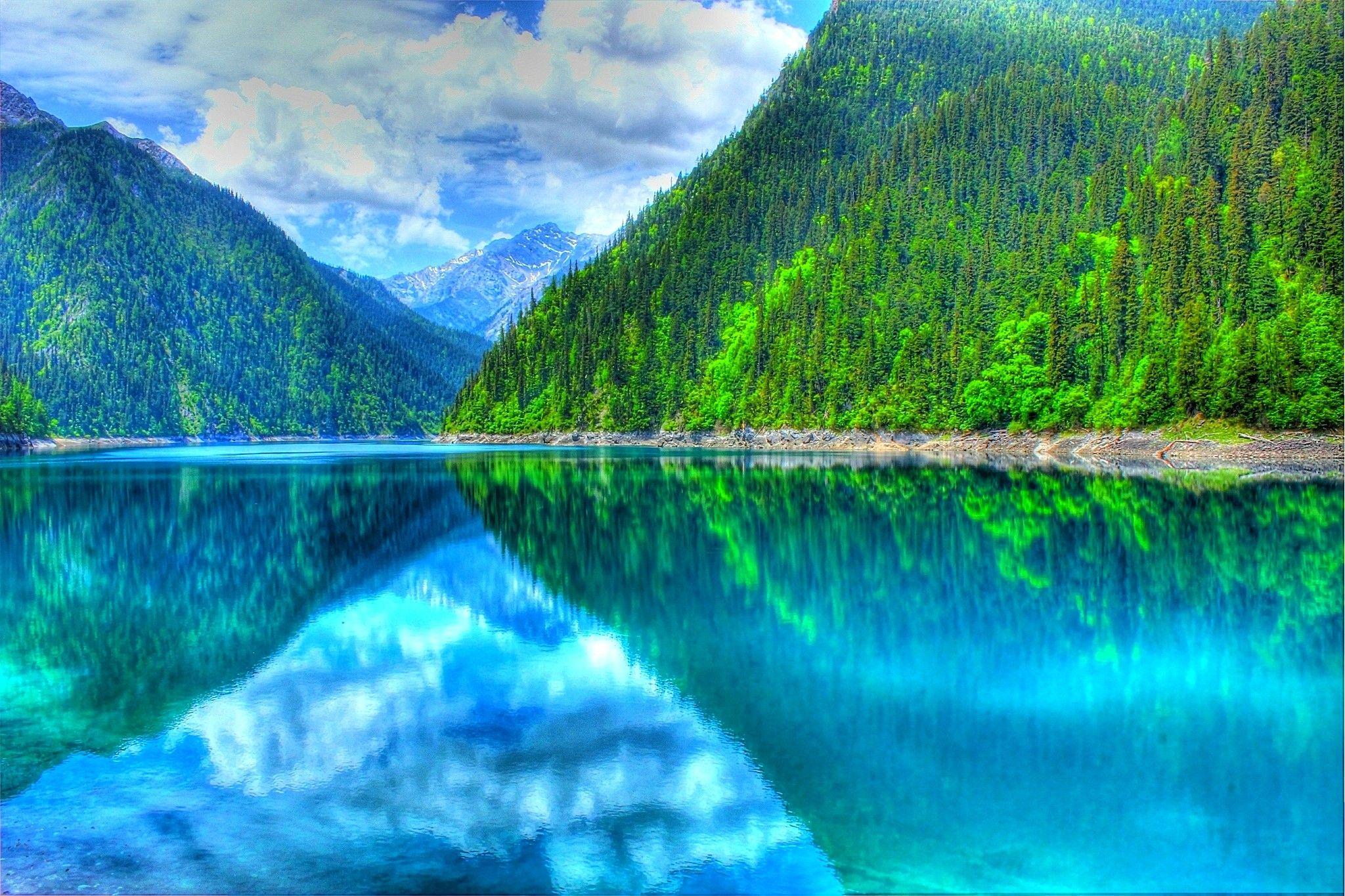 Lakes: Reflection Forest Valley Summer China Park Turquoise