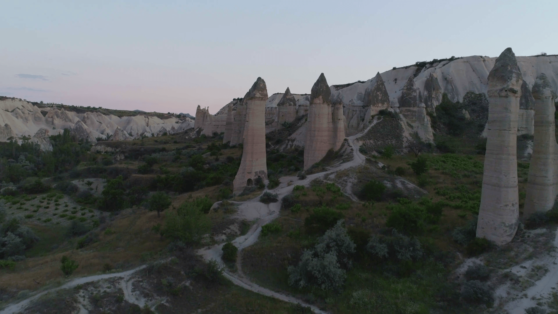 Aerial view of rocks in Goreme National Park. Extraordinary