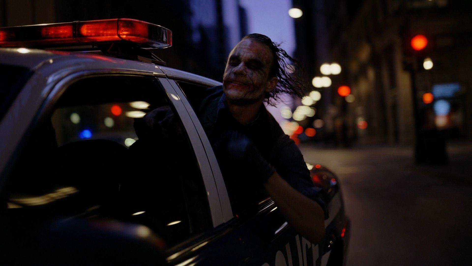 The Joker, Heath Ledger, police cars, Batman The Dark Knight, cities