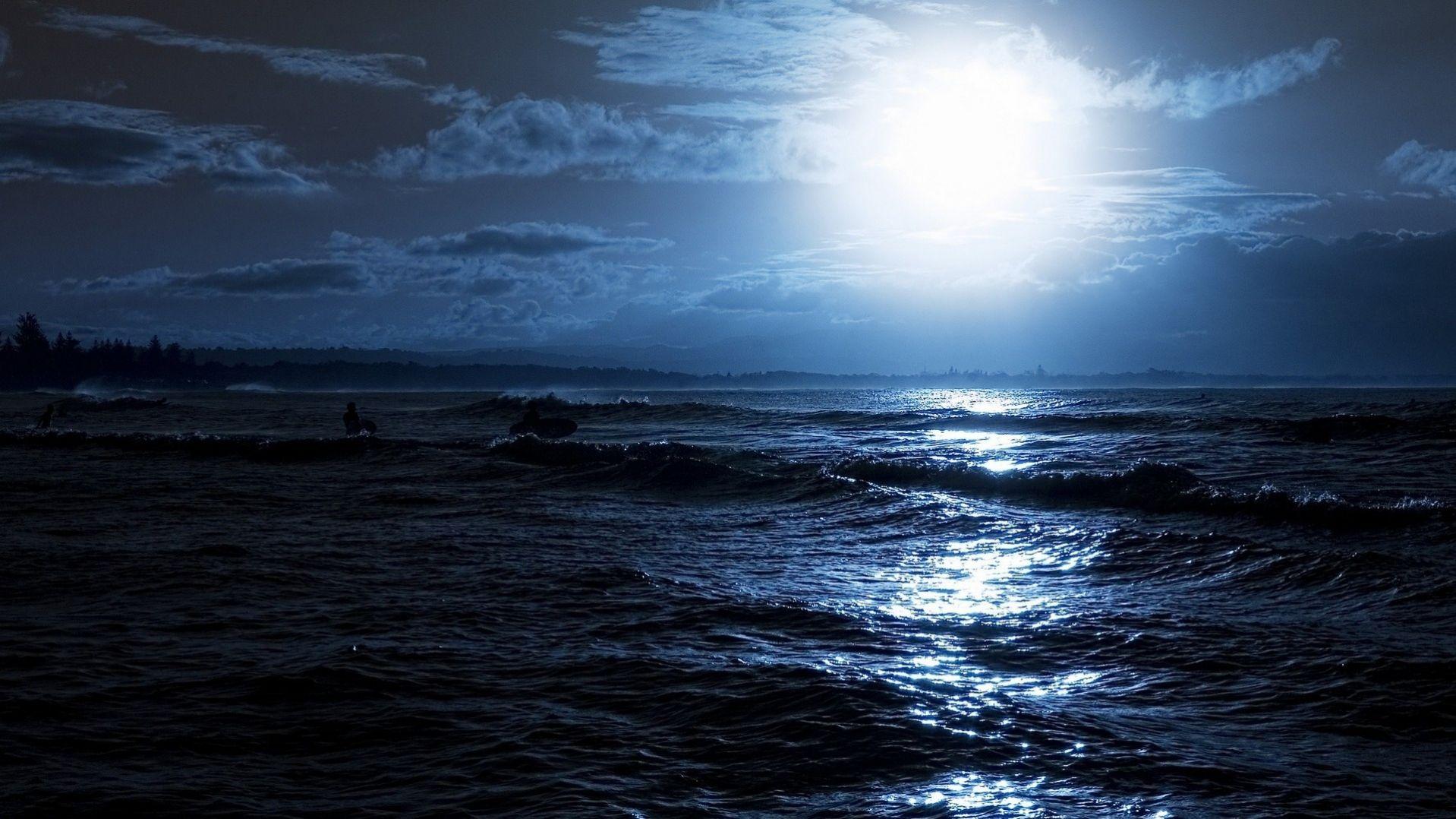 Dark Sea at Night Wallpaper in HD. Ocean at night, Ocean wallpaper, Night sea