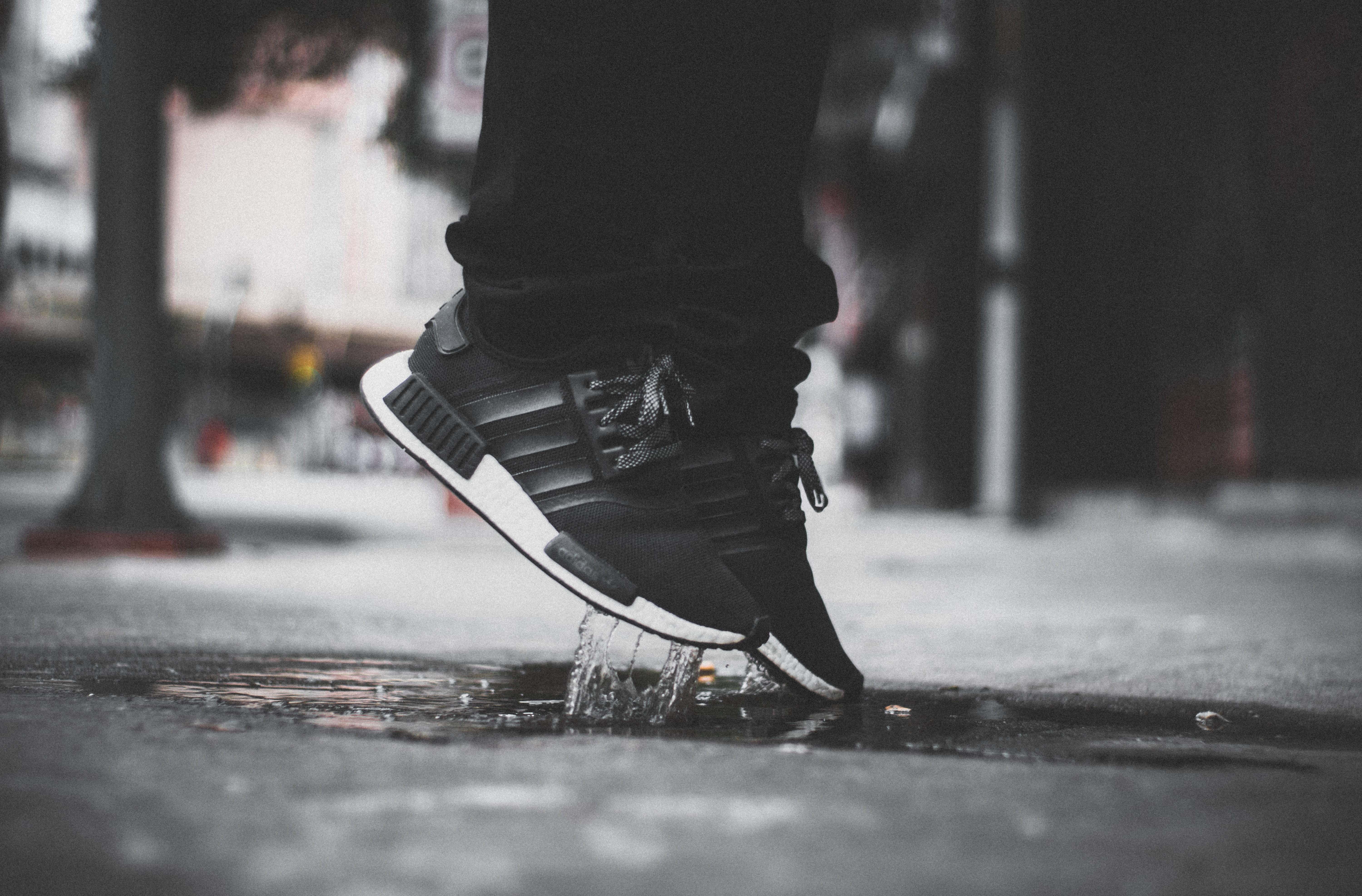 Pair Of Black And White Adidas NMD HD Wallpaper