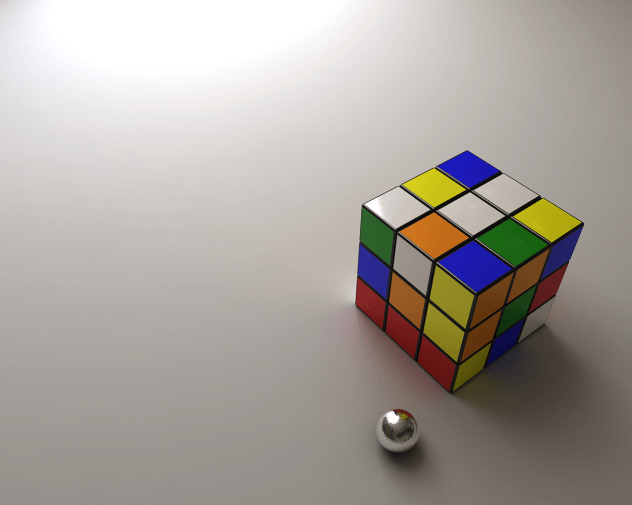 Wallpaper::Rubiks Cube + Ball by QOAL