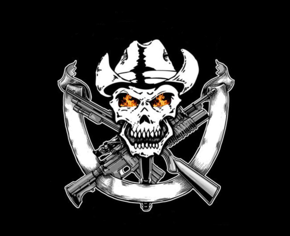skull with guns by sn112345