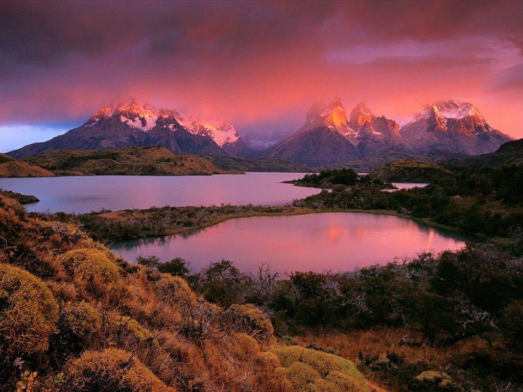 Lakes: Torres Del Paine National Park Patagonia Chile Land Sunset