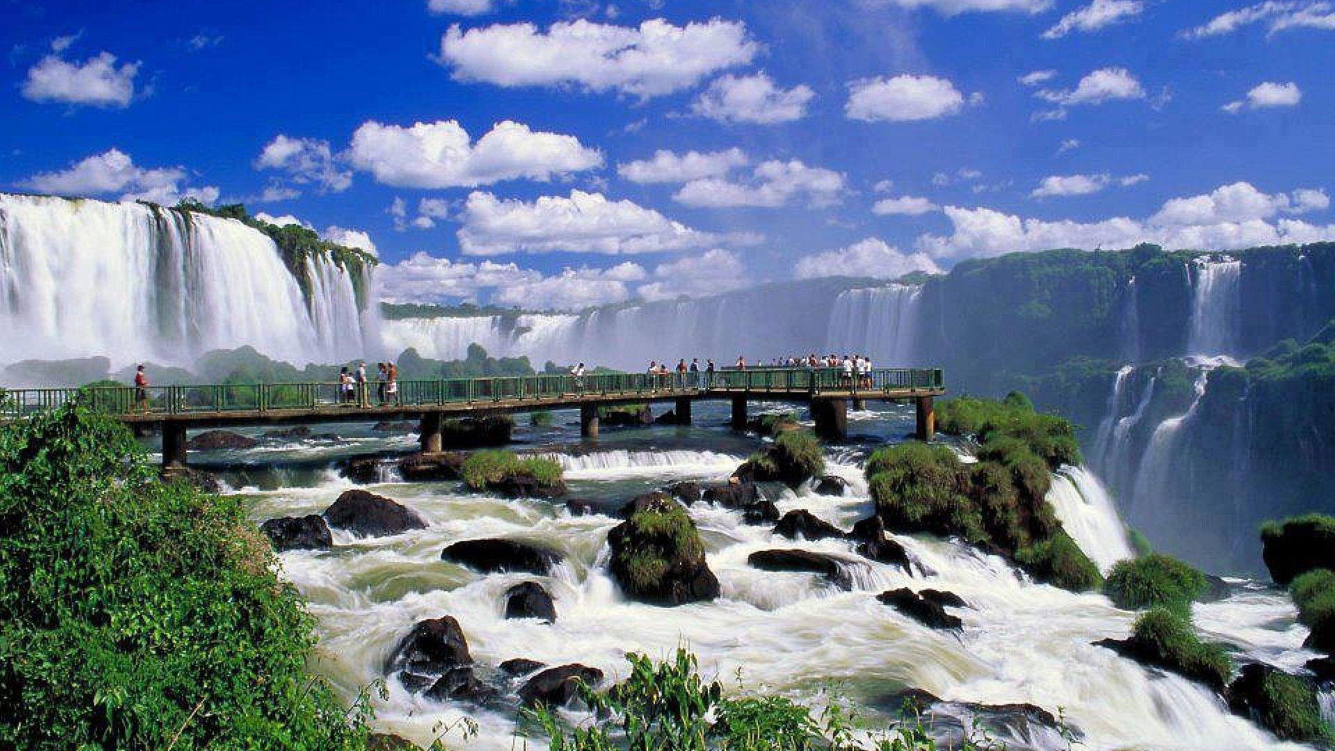 Waterfalls: Waterfall Nature Iguazu Falls Wallpaper Scenery for HD