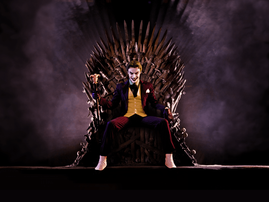 Meet Harley's Joker.sitting on the Iron Throne. Check out