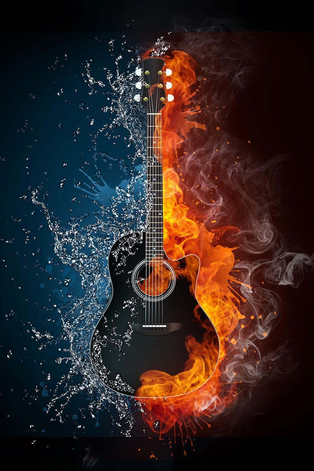 Fire Ice Guitar Wallpaper