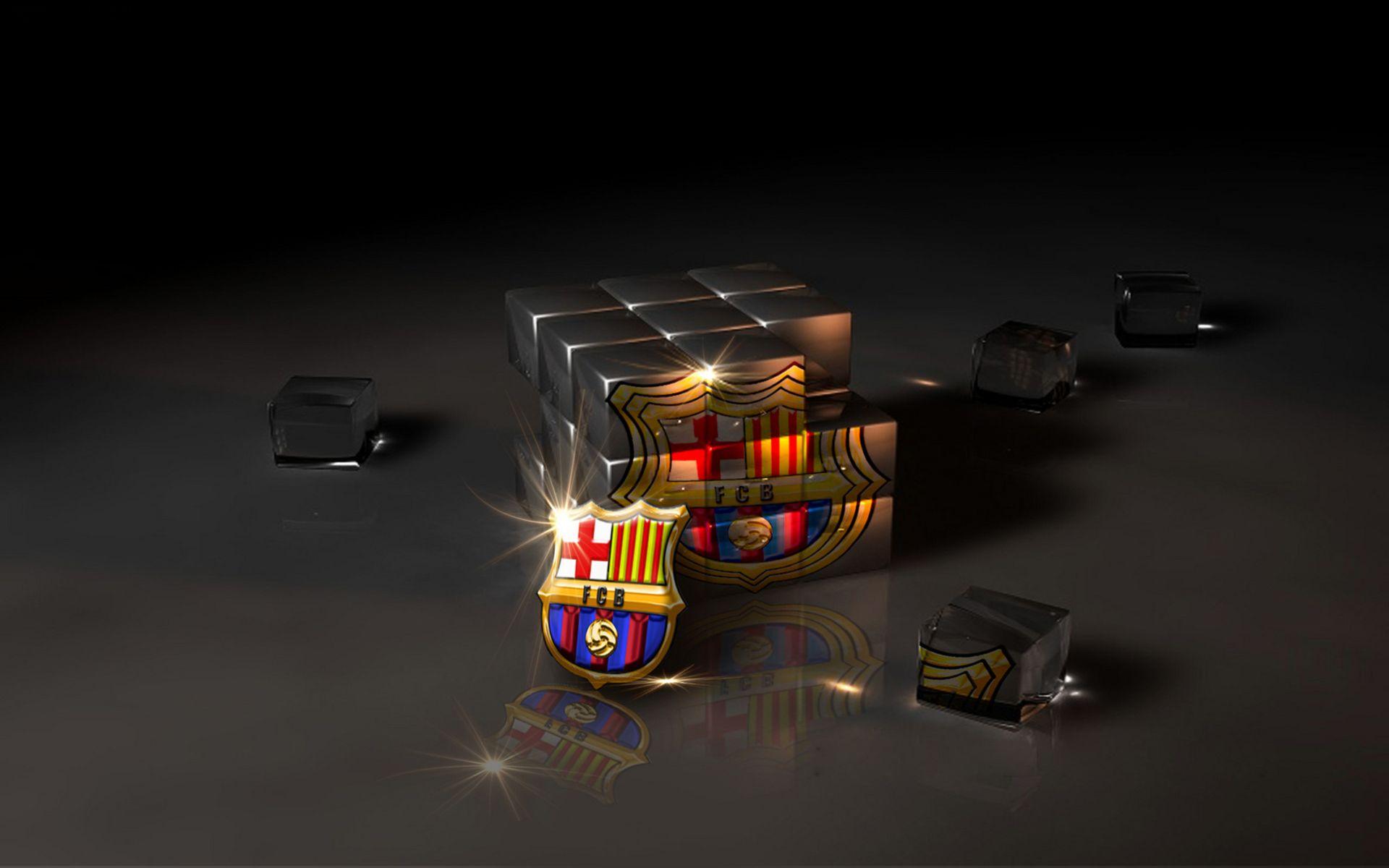 3D Cube FC Barcelona Logo Wallpaper High Resolution