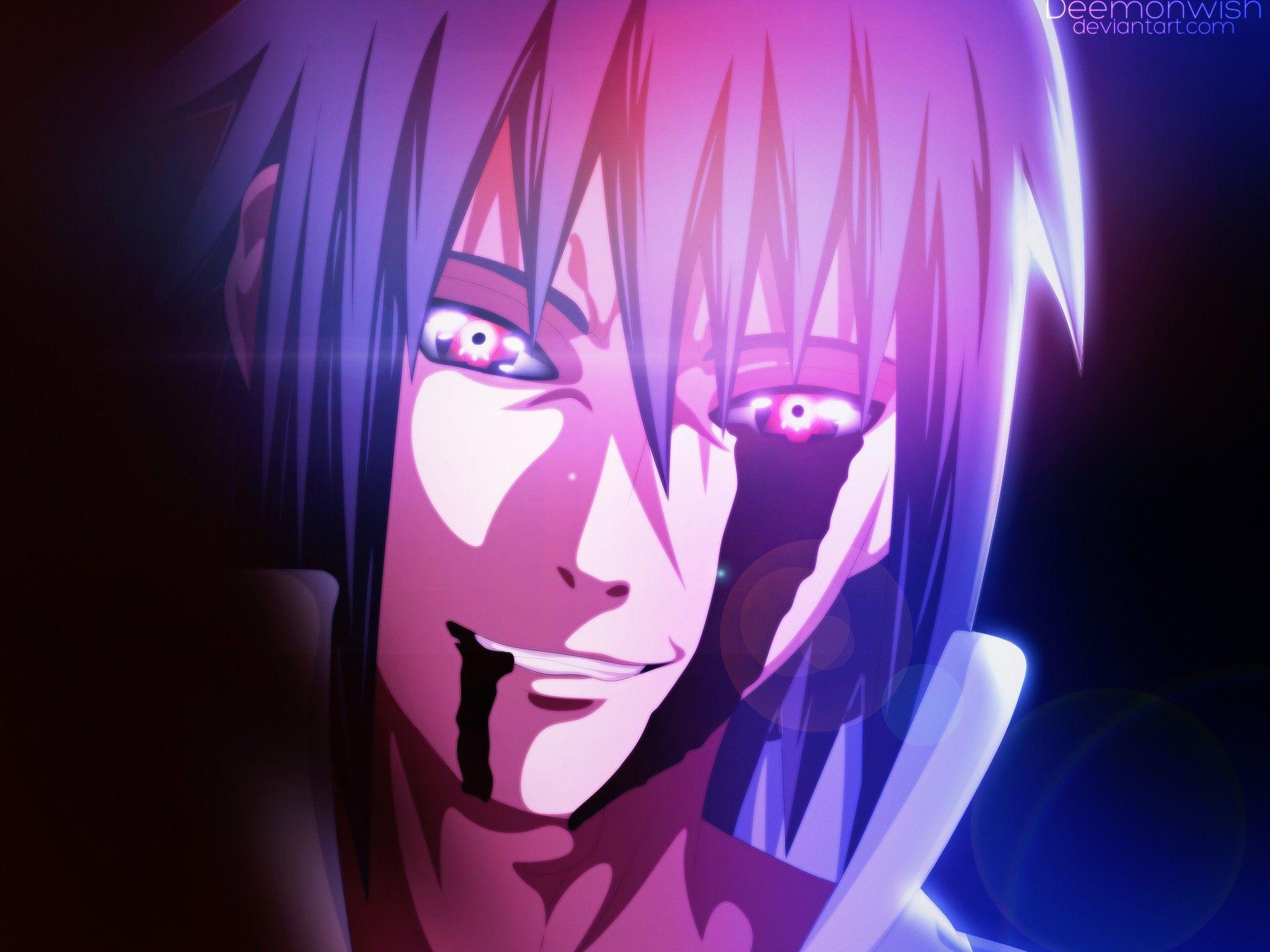 blood, lens flare, Uchiha Sasuke, Sharingan, bleeding, smiling