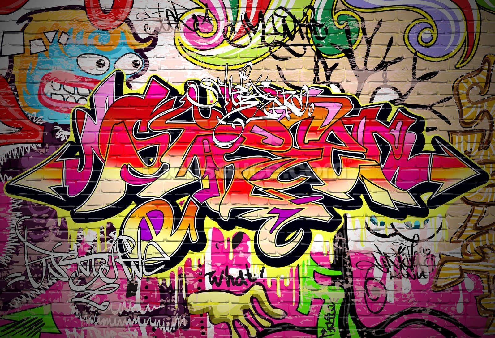 Wall Art Print  Gigant Size Graffiti Wallpaper Unleashing Colorful Urban  Art  Europosters