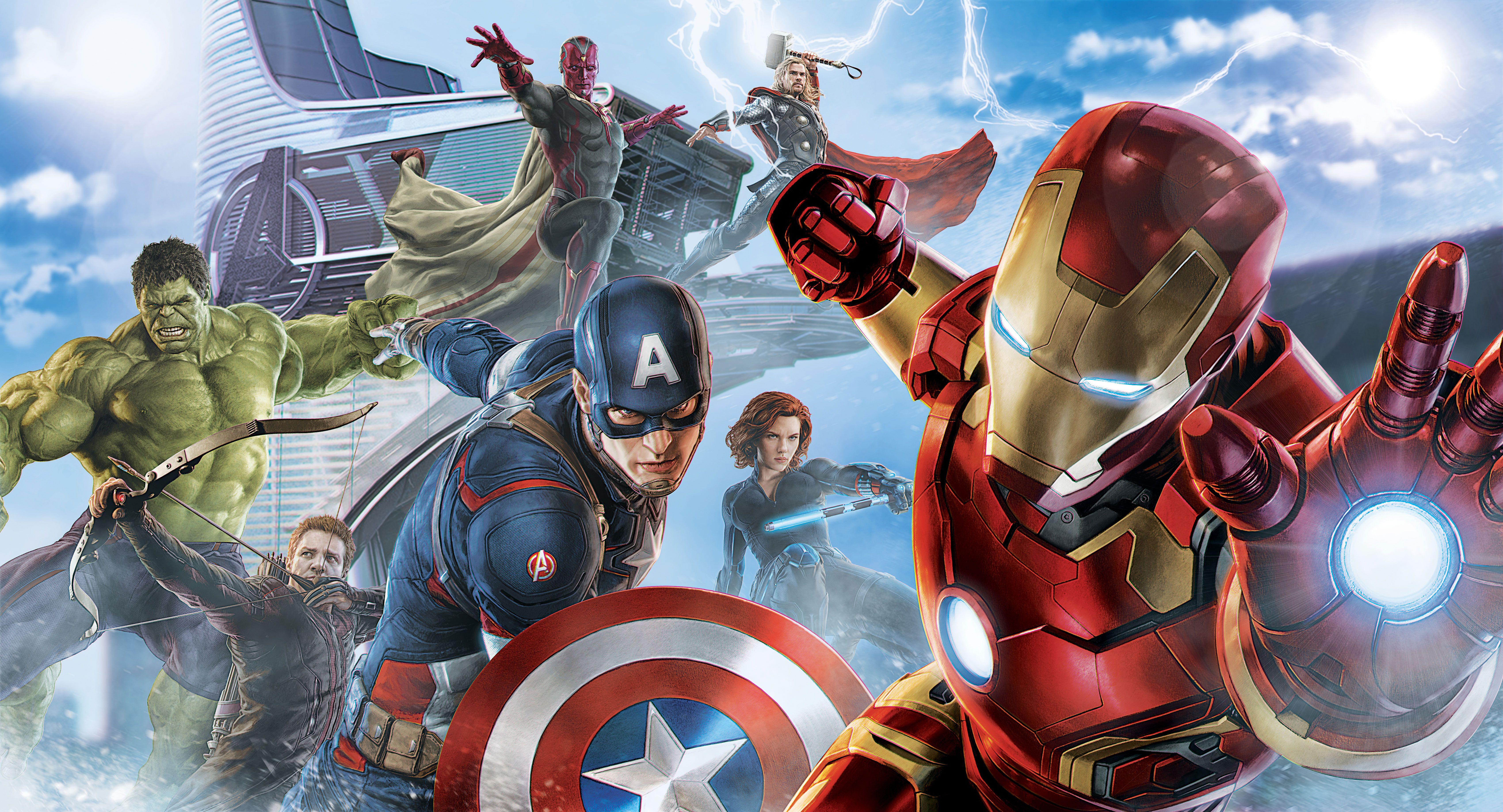 Wallpaper Avengers, Iron Man, Captain America, Hulk, Black Widow