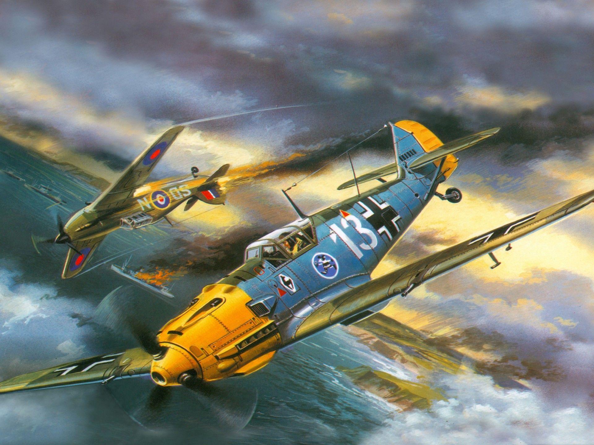 Airplane Painting Art Bf 109e 3 Flight Aviation Wallpaper