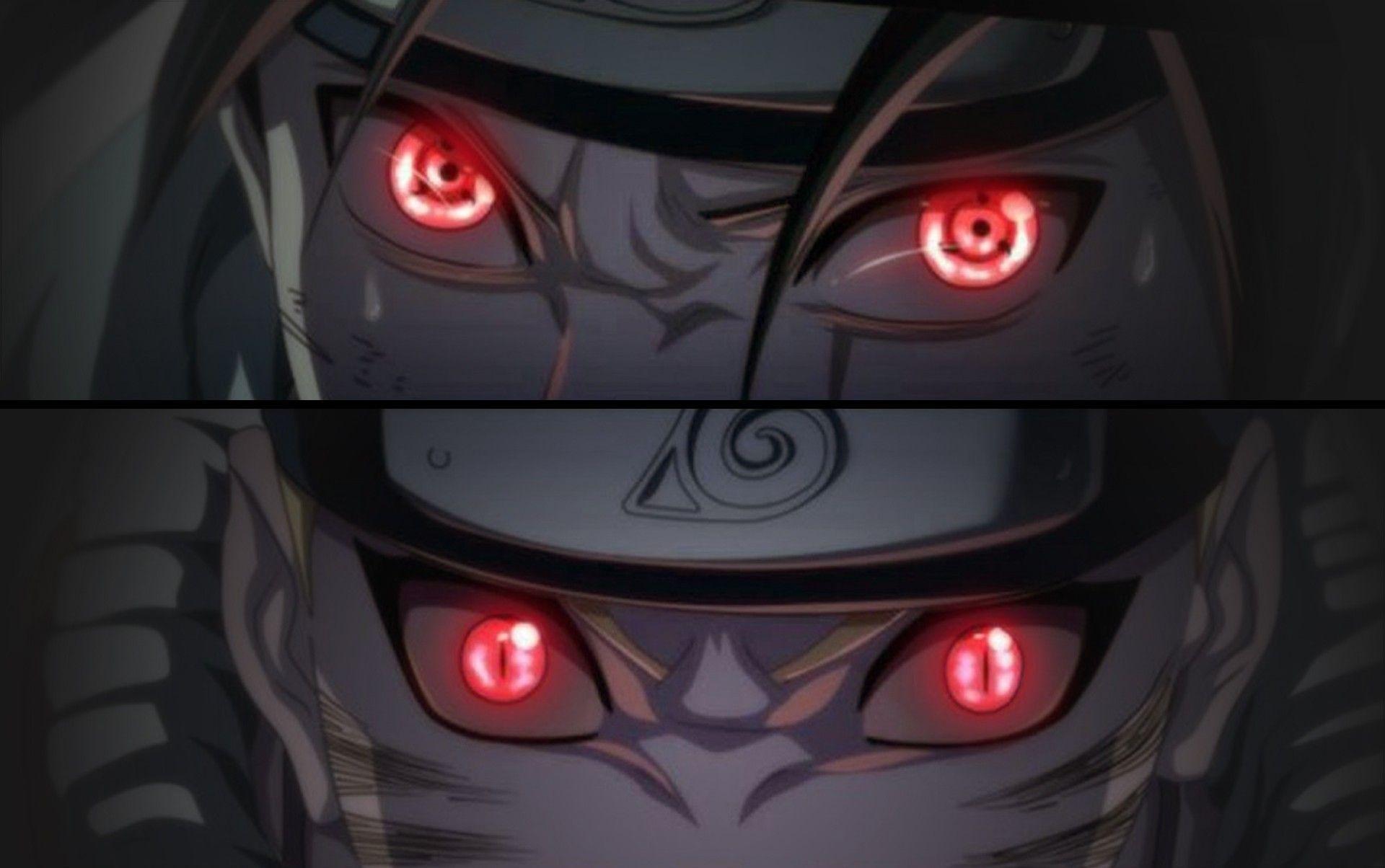 eyes, Uchiha Sasuke, Sharingan, Kyuubi, anime, Uzumaki Naruto