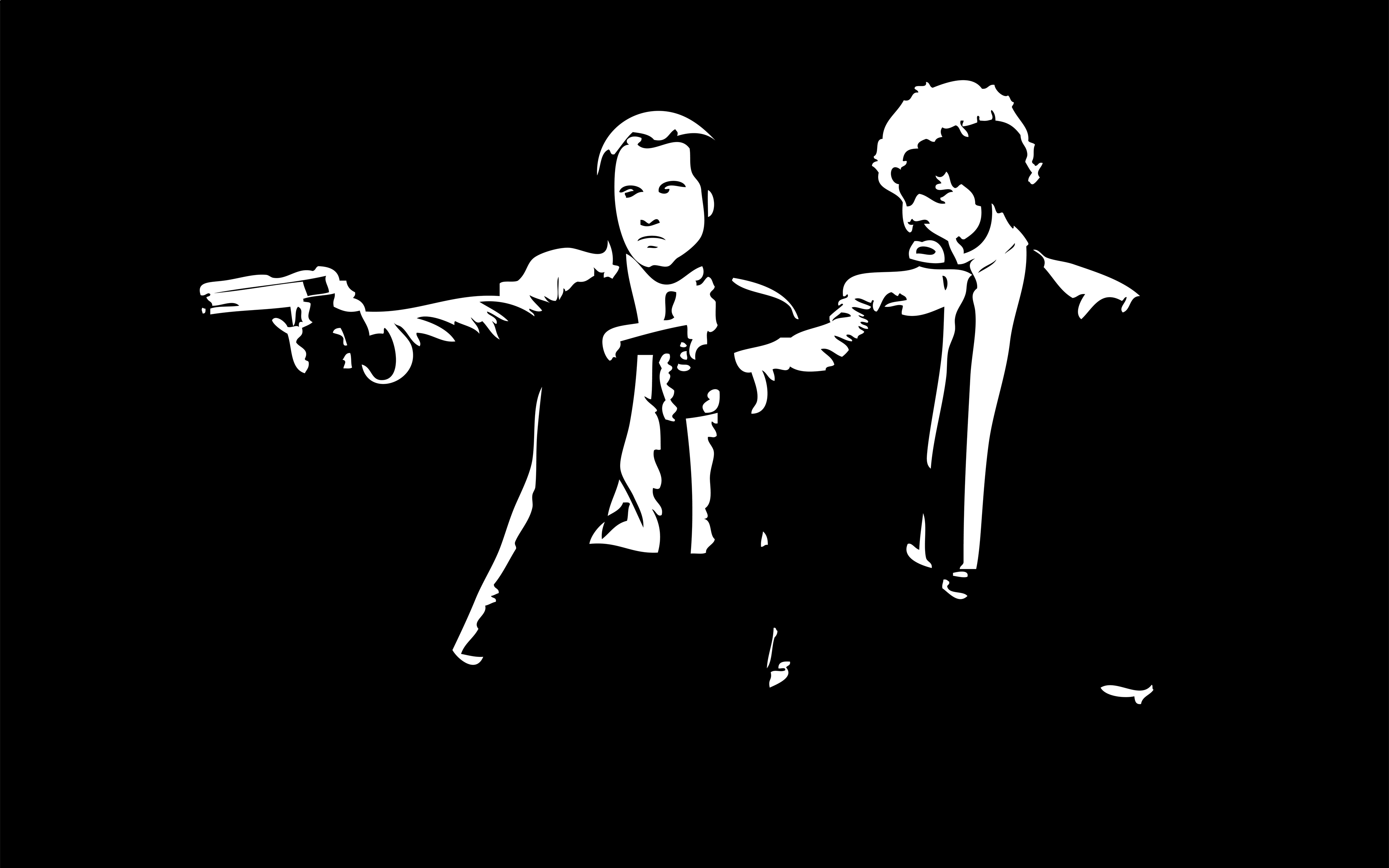 black and white, Pulp Fiction, Samuel L. Jackson, John Travolta