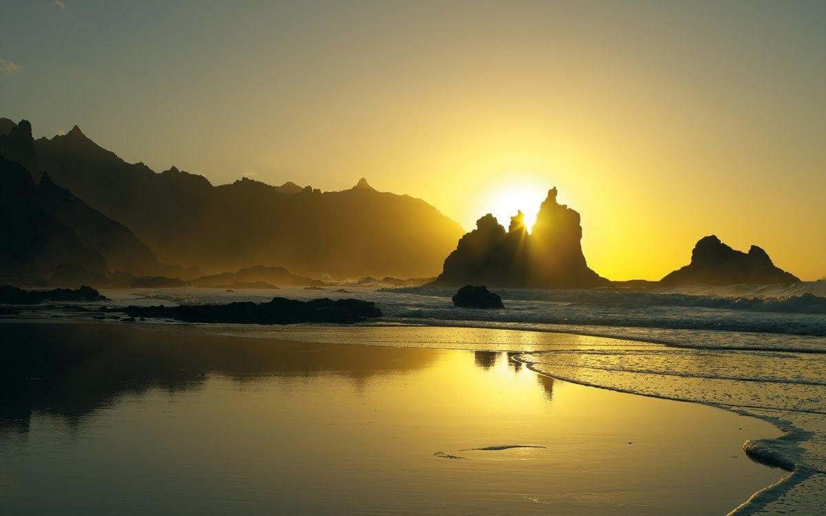 Sunset: Glow Tenerife Sunset Water Reflection Picture Free Download