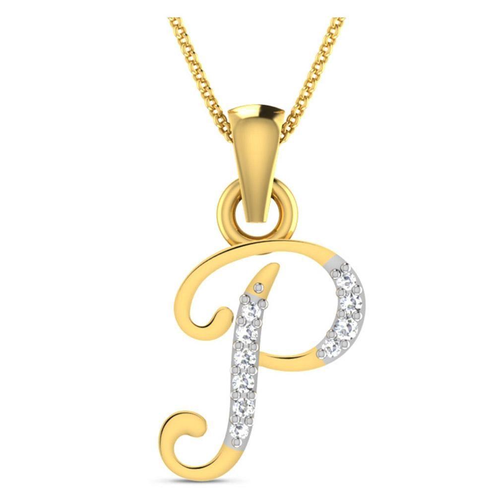 Viva Jewellery Gold & Diamond Pendant 'P'. Gold Pendants