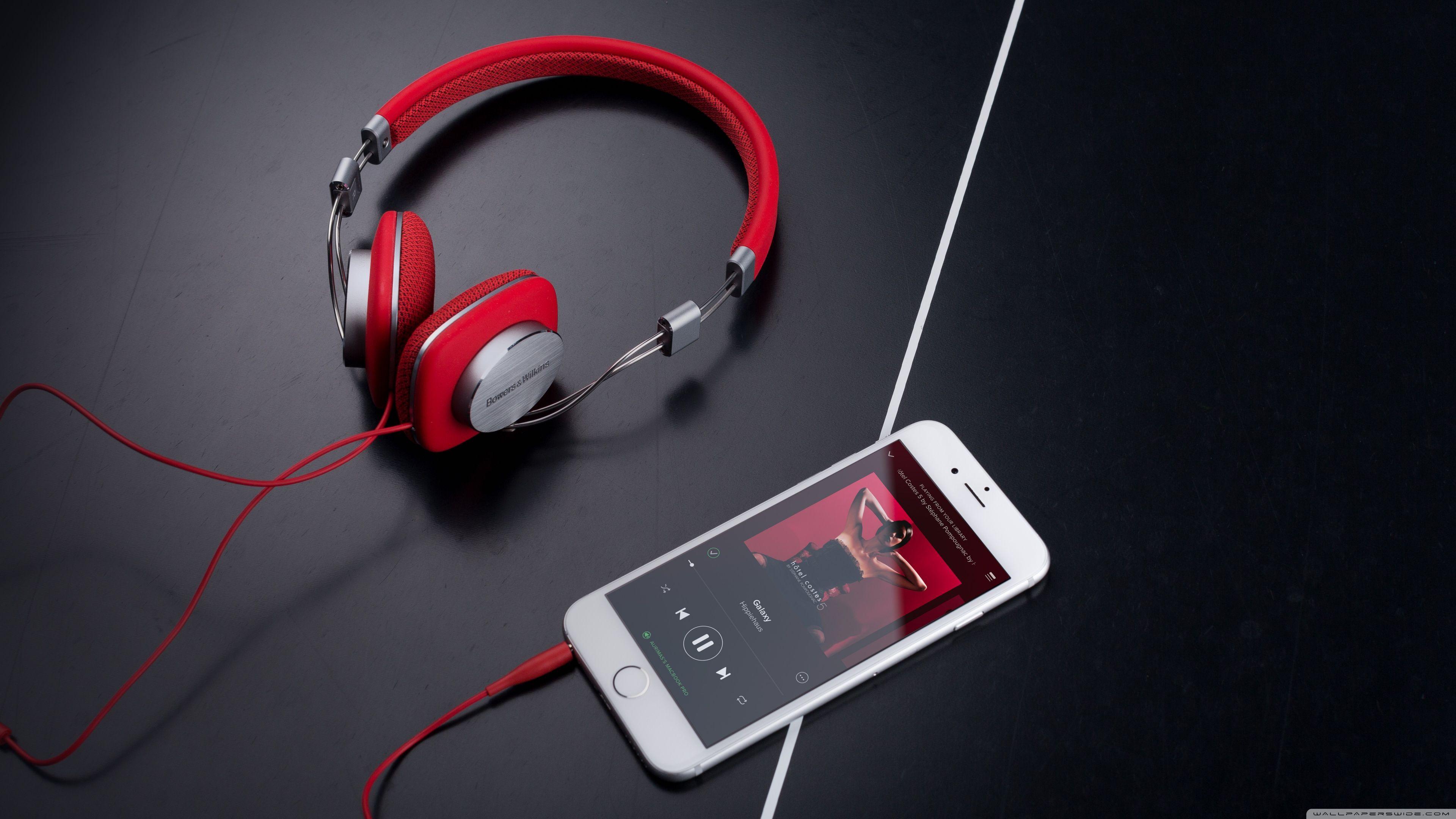 Red Bowers and Wilkins P3 Headphones ❤ 4K HD Desktop Wallpaper