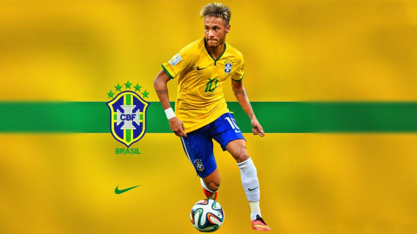 HD Background Neymar Jr Brazil Flag Football Yellow Jersey Wallpaper