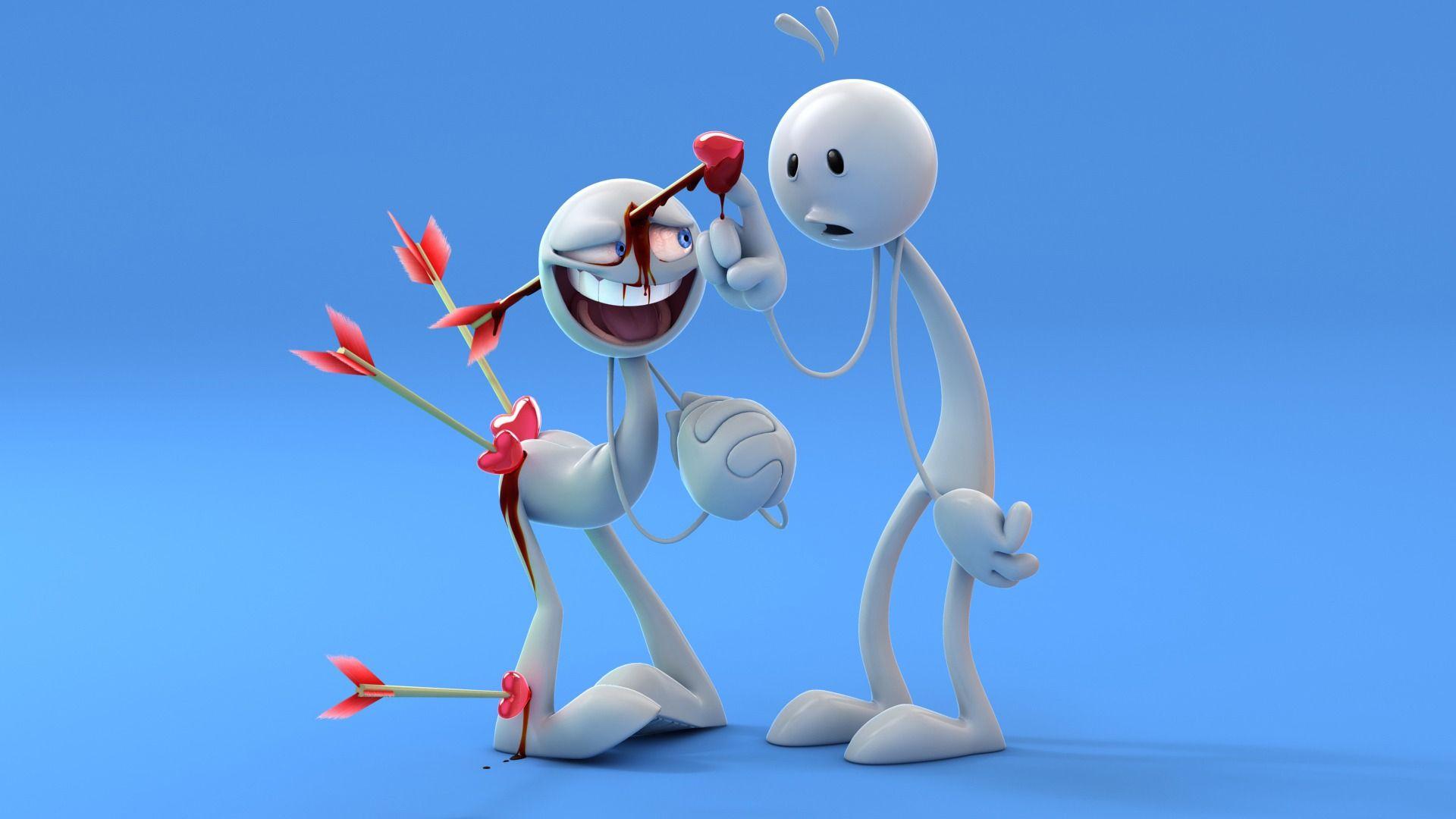 Background Funny Love Cartoon Full HD On Wallpaper 3D Of Mobile